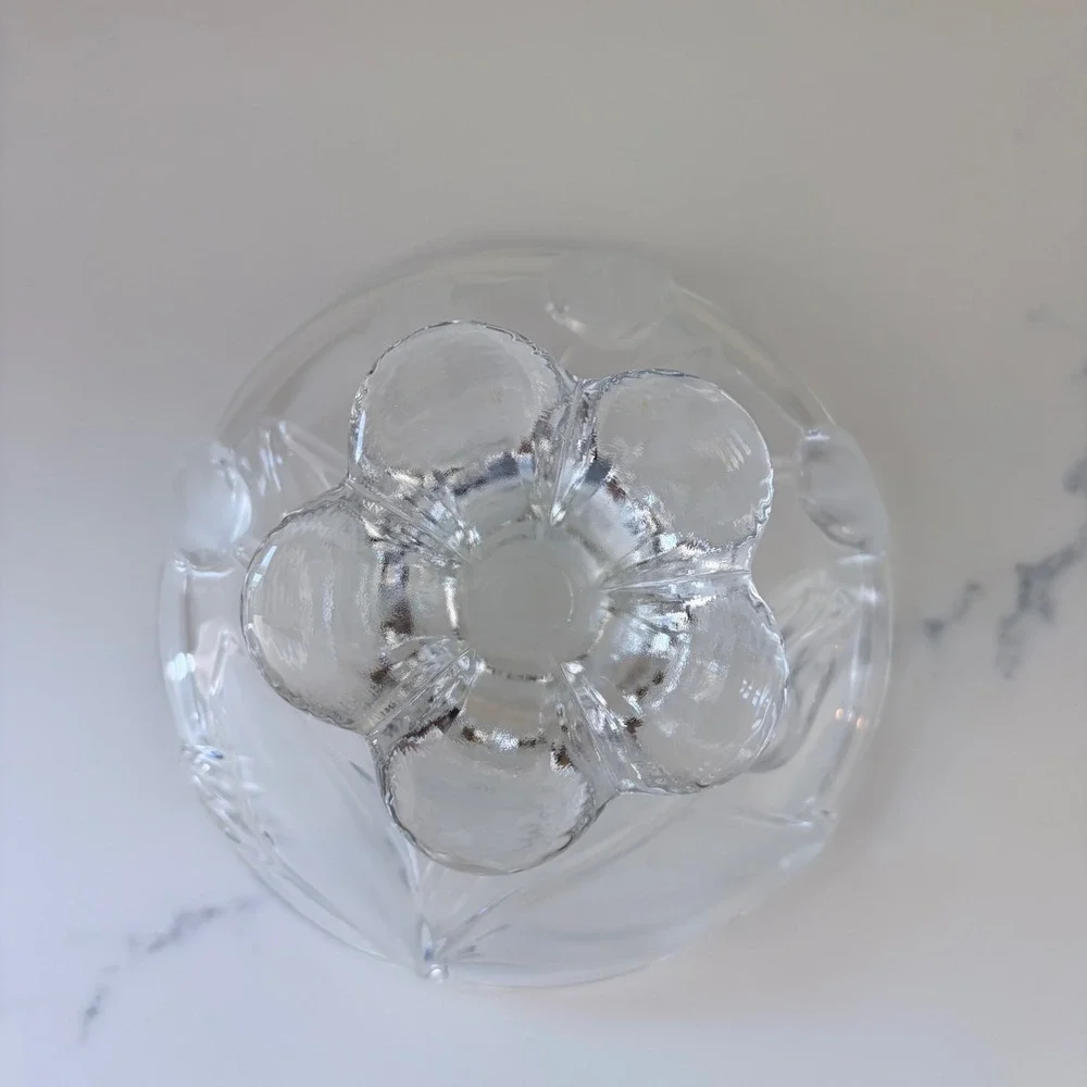 Mikasa Spring Crest Frosted Glass Tulip Pedestal Bowl Scalloped Compote Dish 7.5